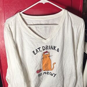 Life Is Good White Cat Graphic Tee